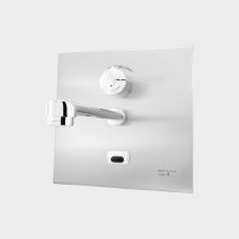 Unterputz-Waschtischarmatur mit Thermostat für mischbares Kalt- und Warmwasser und autothermischen Schutz. Mit Infrarot-Sensor und Hygienespülung.