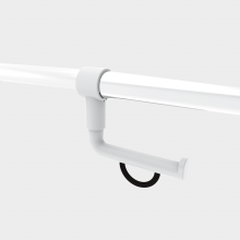WC-Papierrollenhalter nachrüstbar zur Montage auf Nylonrohr mit einem Durchmesser von 39 mm, mit selbsteinstellender und wartungsfreier Abrollbremse.